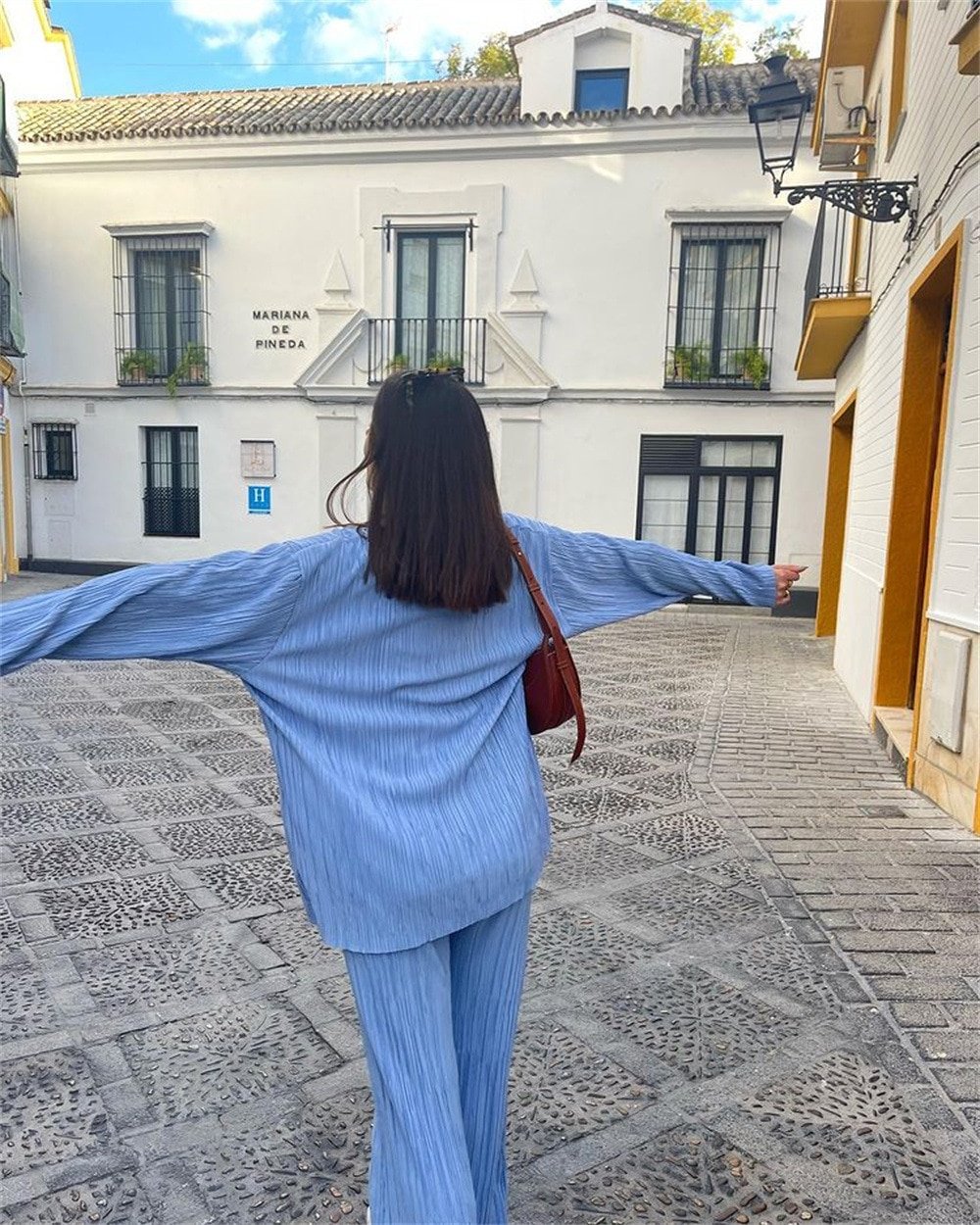 NEW Elegantes plissiertes zweiteiliges Set für Damen