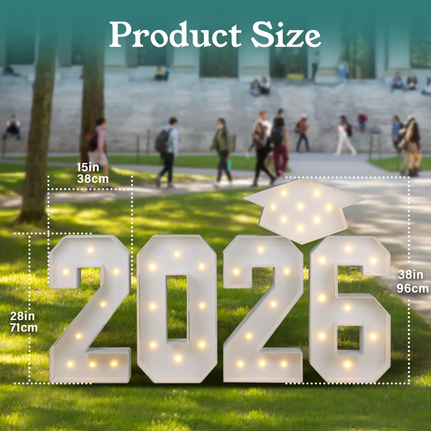 2026 Graduation Party DIY Decorations - 2.3FT Pre-Cut 2026/GRAD/26 Marquee Letter Sign with Light - DIY Mosaic Foam Board Includes Glue Gun Balloons for Kindergarten Preschool College Prom