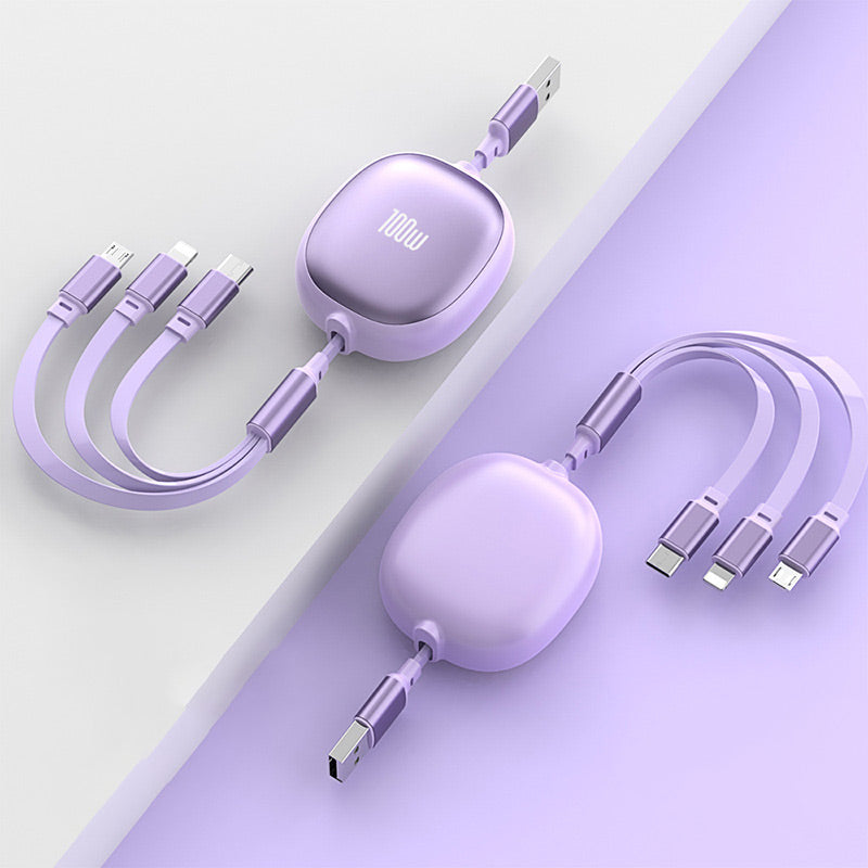 3-in-1-Kompaktes zusammenziehbares Schnellladekabel