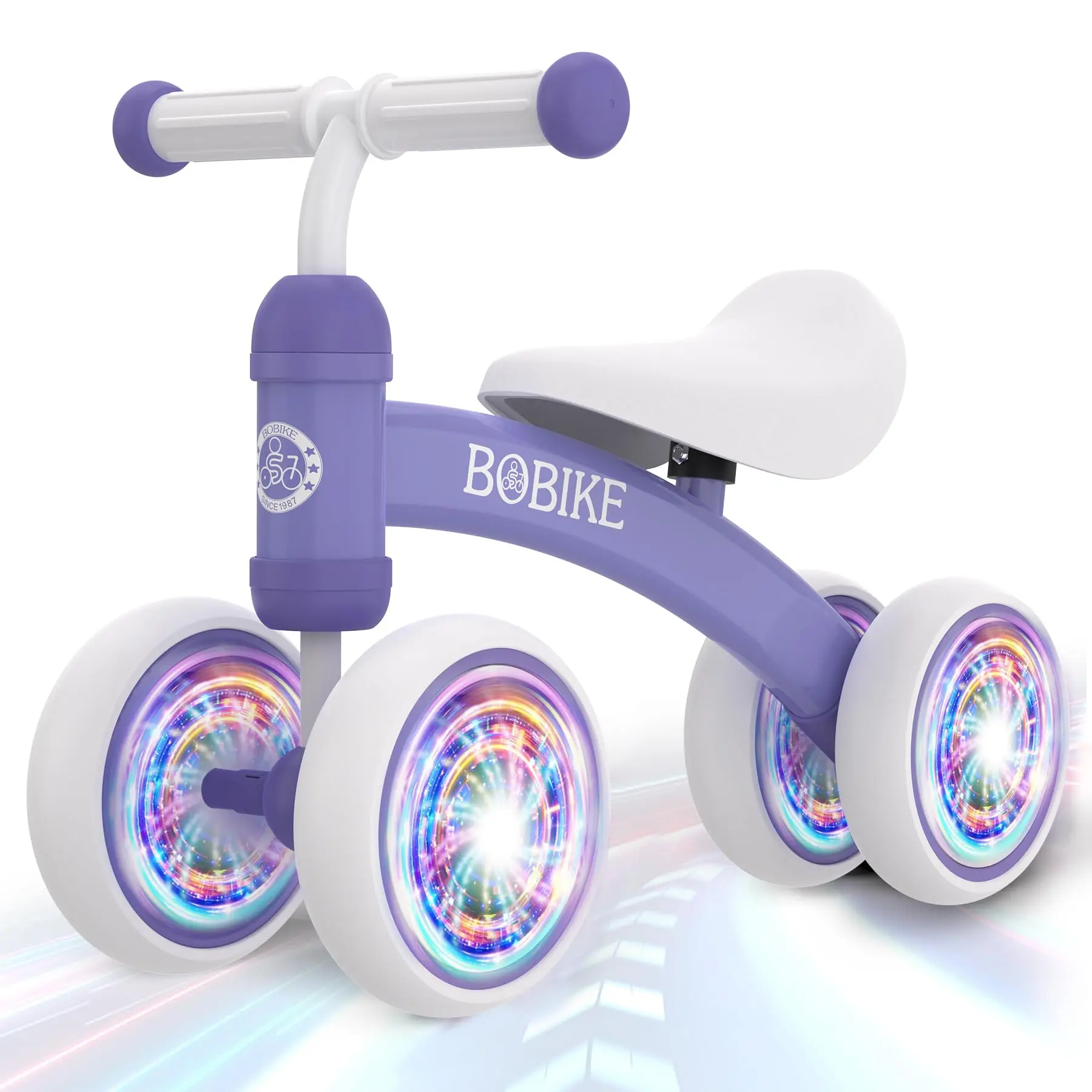 Bobike Baby Balance Bike Toy for kids, Colorful 4-Wheel No Pedal Bicycle for Toddlers, Best First Birthday Gift, Walker Toy for Boys & Girls