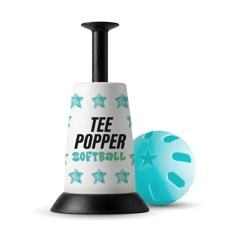 Tee Popper 6 Ball Bundle - Baseball Training Hitting Aid with 46" Pop Height & 3-Second Dwell Time for Solo Drills