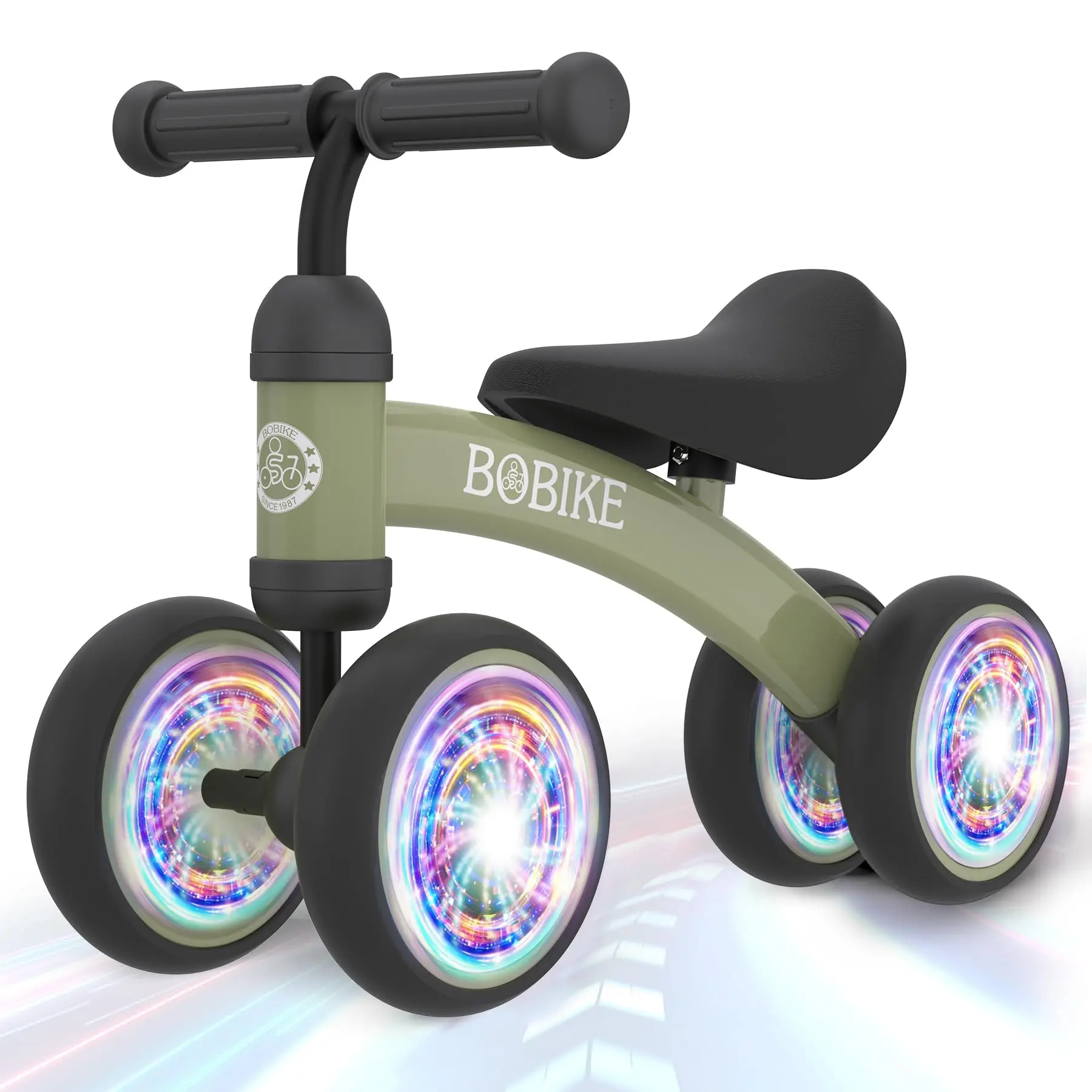 Bobike Baby Balance Bike Toy for kids, Colorful 4-Wheel No Pedal Bicycle for Toddlers, Best First Birthday Gift, Walker Toy for Boys & Girls