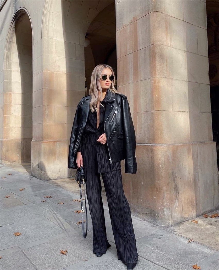 NEW Elegantes plissiertes zweiteiliges Set für Damen