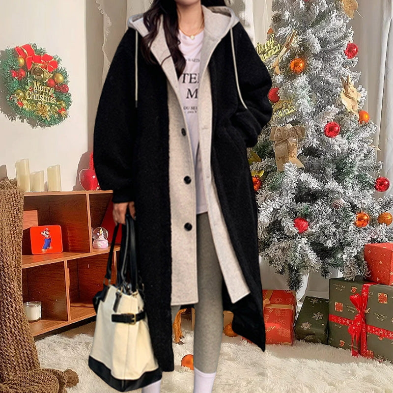 🔥✨HOT SALE🎅🎁Bestes Geschenk für sie 2-Layered Faux Lambswool Hooded Coat Jacket(42%OFF)