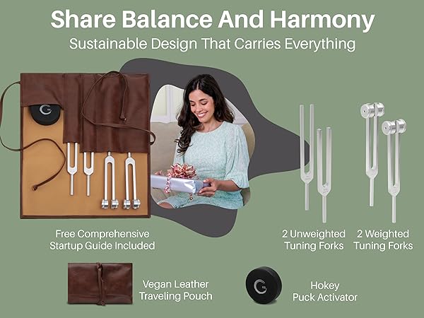 Resonance Sound Healing Tuning Fork Set &ndash; 128Hz, 136.1Hz, 256Hz, 384Hz with Activator &ndash; Sound Therapy for Stress Relief, Deep Relaxation & Chakra Balancing