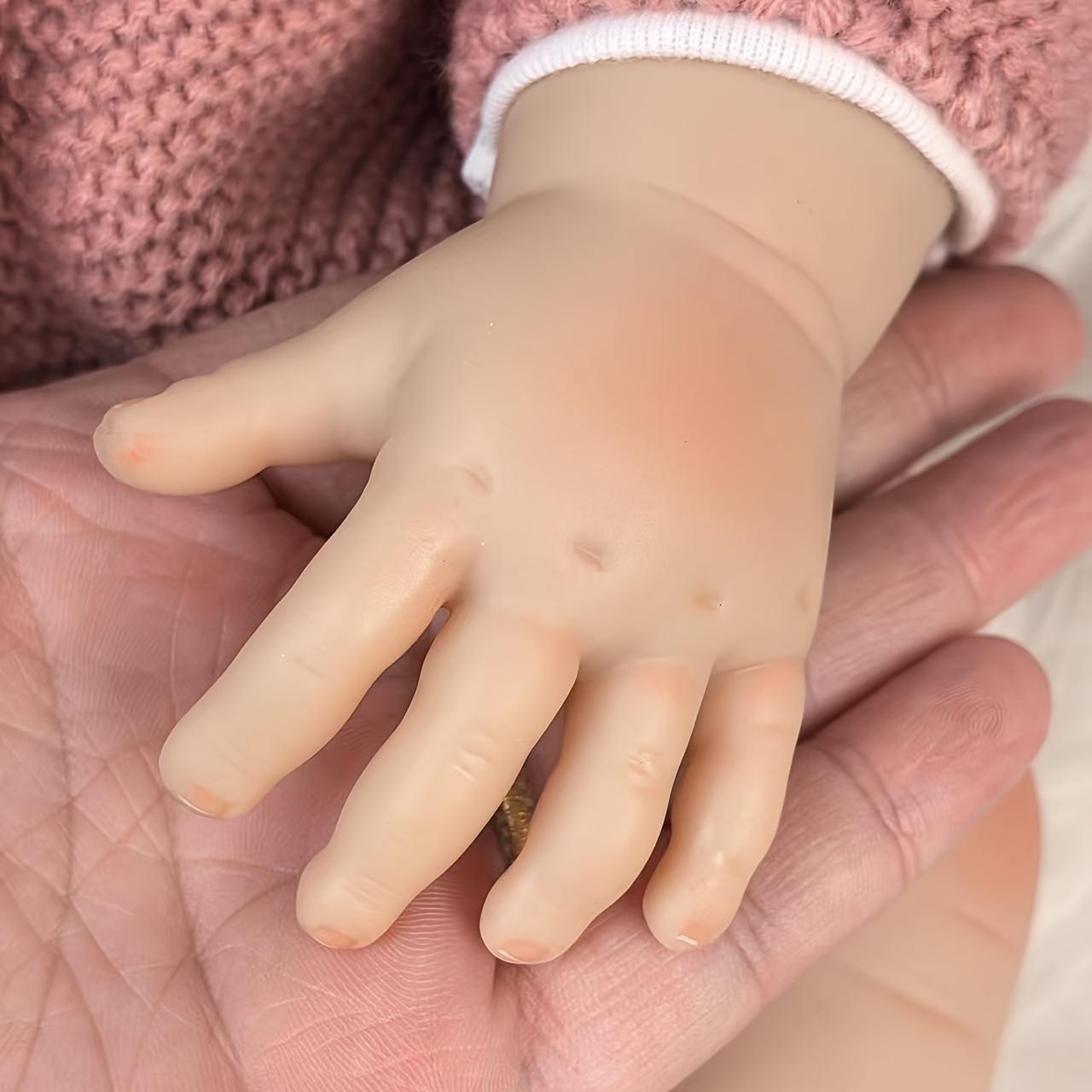 KEIUMI Reborn Baby Dolls- Birthday and Christmas Gift for Kids,22 inch Full Body Silicone Baby Girl-Betty with 2Golden Braids,BlueEyes,White Peter Pan Collar Dress,Dusty PinkCardigan,BeretHat,LaceSocks,LeatherShoes 2 Pink Daisy Hair Ties,Gift for Girls 3+