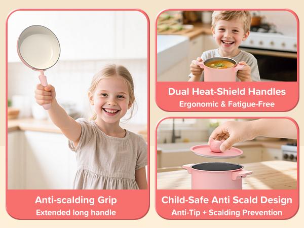 Kids Cooking Sets Real Pink Play Mini Kitchen, Safe Real Food Making Knife Set for Children 8-12 &mdash; Montessori Toy, Valentine&rsquo;s Day Gift Ideas for Kids