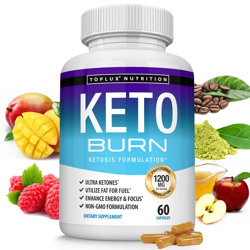 Keto Burn Supplement, Advanced Keto BHB Fat Burner Pills, Weight Loss & Ketosis Support, Metabolism Booster Energy Supplement for Men Women, 60 Capsules