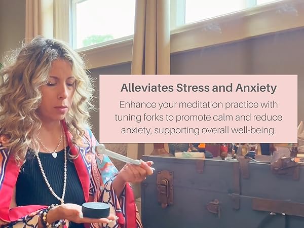 Resonance Sound Healing Tuning Fork Set &ndash; 128Hz, 136.1Hz, 256Hz, 384Hz with Activator &ndash; Sound Therapy for Stress Relief, Deep Relaxation & Chakra Balancing