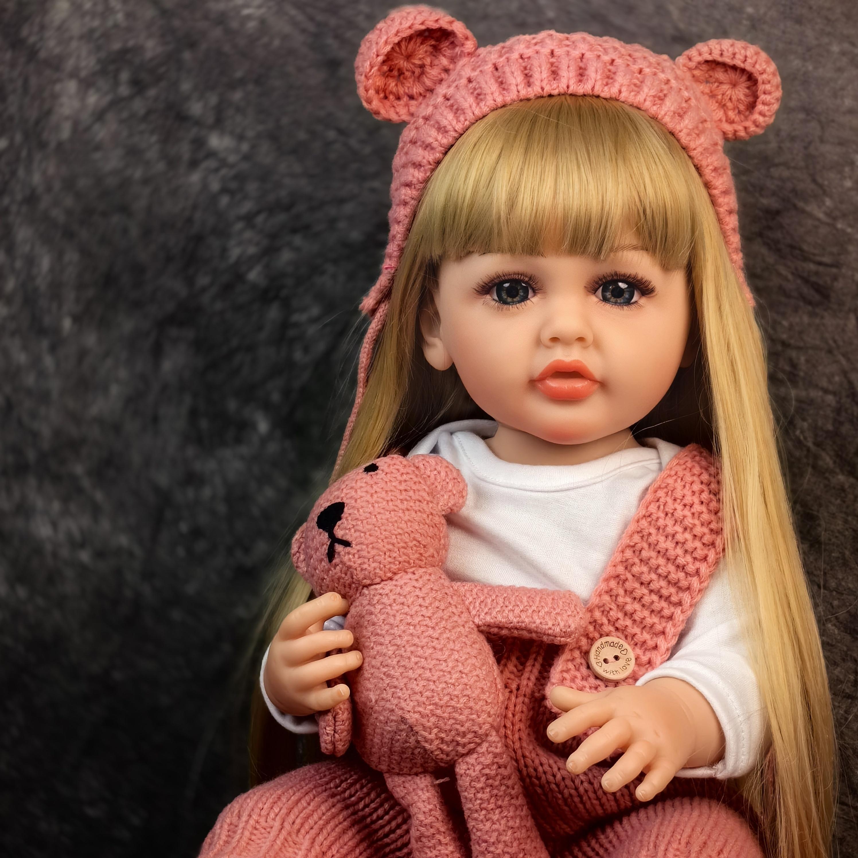 KEIUMI Reborn Baby Dolls - Birthday and Christmas Gift for Kids, 22 Inch Full Body Silicone Realistic Baby Girl with Long Golden Hair & Princess Style, Gift for Girls 3+