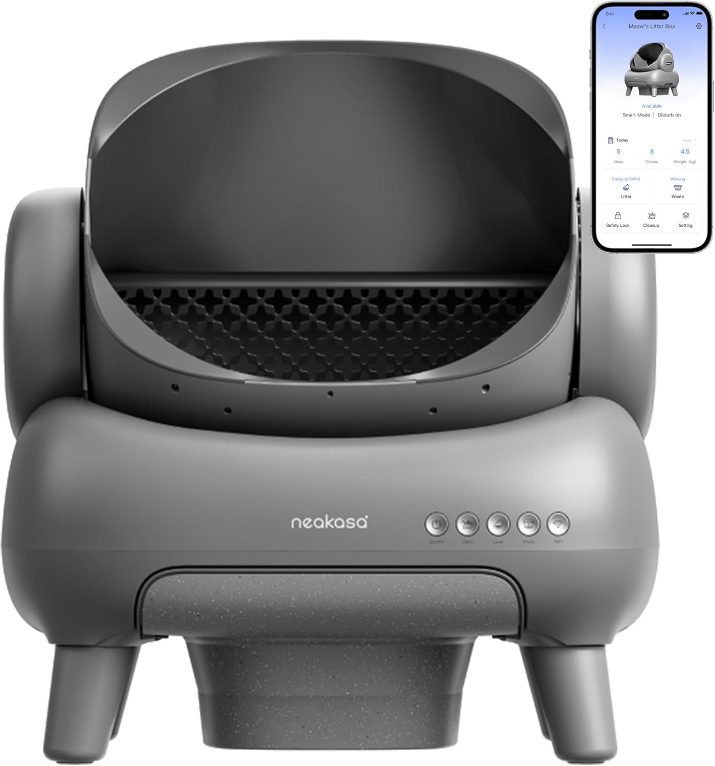 Neakasa M1 Plus Open-Top Self-Cleaning Cat Litter Box, 360° Safety Sensors, Advanced Odor & Leak Control, Automatic for Large & Multi-Cat Homes, Litter Mat & 2 Rolls Refill Bags Included