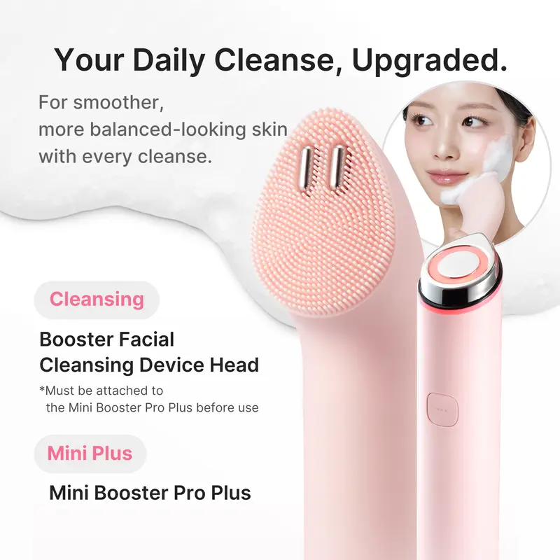 [NEW] [medicube] Booster Facial Cleansing Device - Pink / Beige ㅣMini Booster Pro Plus + Booster Facial Cleansing Device HeadㅣK-beauty Facial Device for deep gentle cleansing, visible skin definition care & enhanced skincare absorption