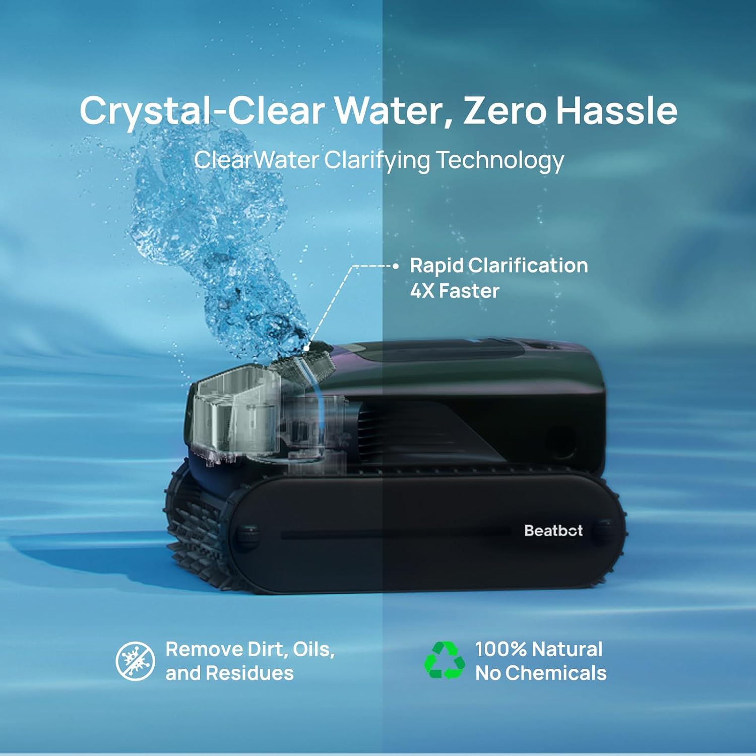 Beatbot AquaSense 2 Pro Cordless Robotic Pool Cleaner, Unmatched 5-in-1 Cleaning, Surface Parking, Skimmer with APP Control, Water Clarification, for Pools up to 3,875 Sq.ft – Obsidian