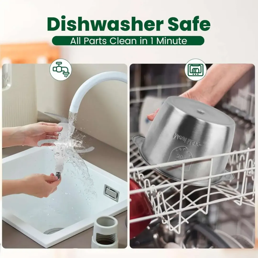 SPZTJK 2L Baby Food Processor & Meat Grinder - 2 Free Dishwasher-Safe Blades & Bowls, Pure Copper Motor for Homemade Puree/Nuts/Meat, BPA-Free & Quiet Design for Family Cooking