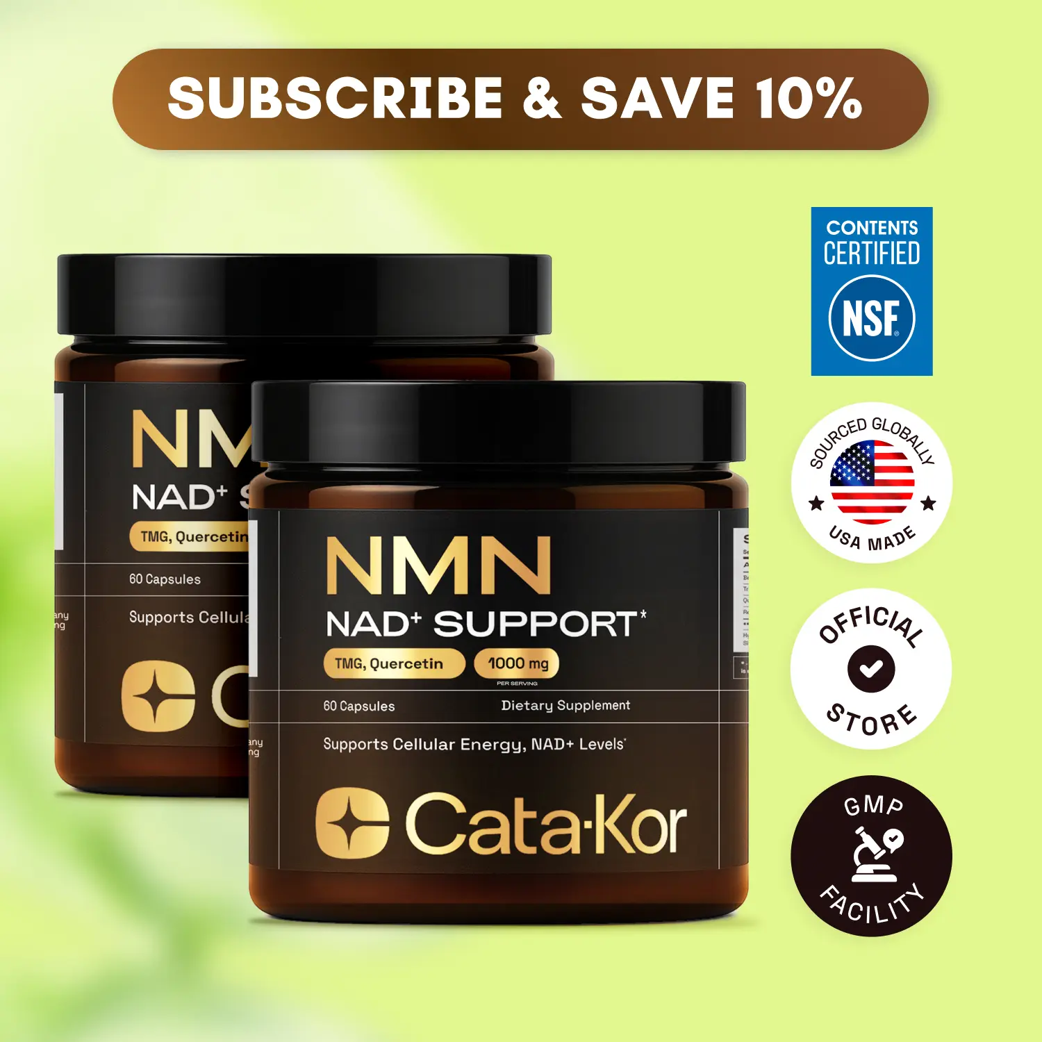 Cata-Kor NMN Supplement – 1000 mg | Quercetin | TMG | Resveratrol Complex – Supports Cellular Energy & NAD+ Levels - Vitamin Dietary Supplement Healthcare