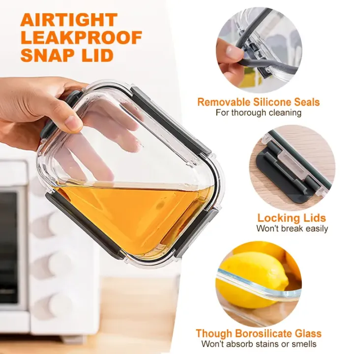 Spring Sale Glass Food Storage Containers Set 10-Pack BPA-Free & Leak-Proof Multicolor Kitchen Utensils for Meal Prep, Microwave, Oven, Freezer, Dishwasher Use Reusable Stackable Portable