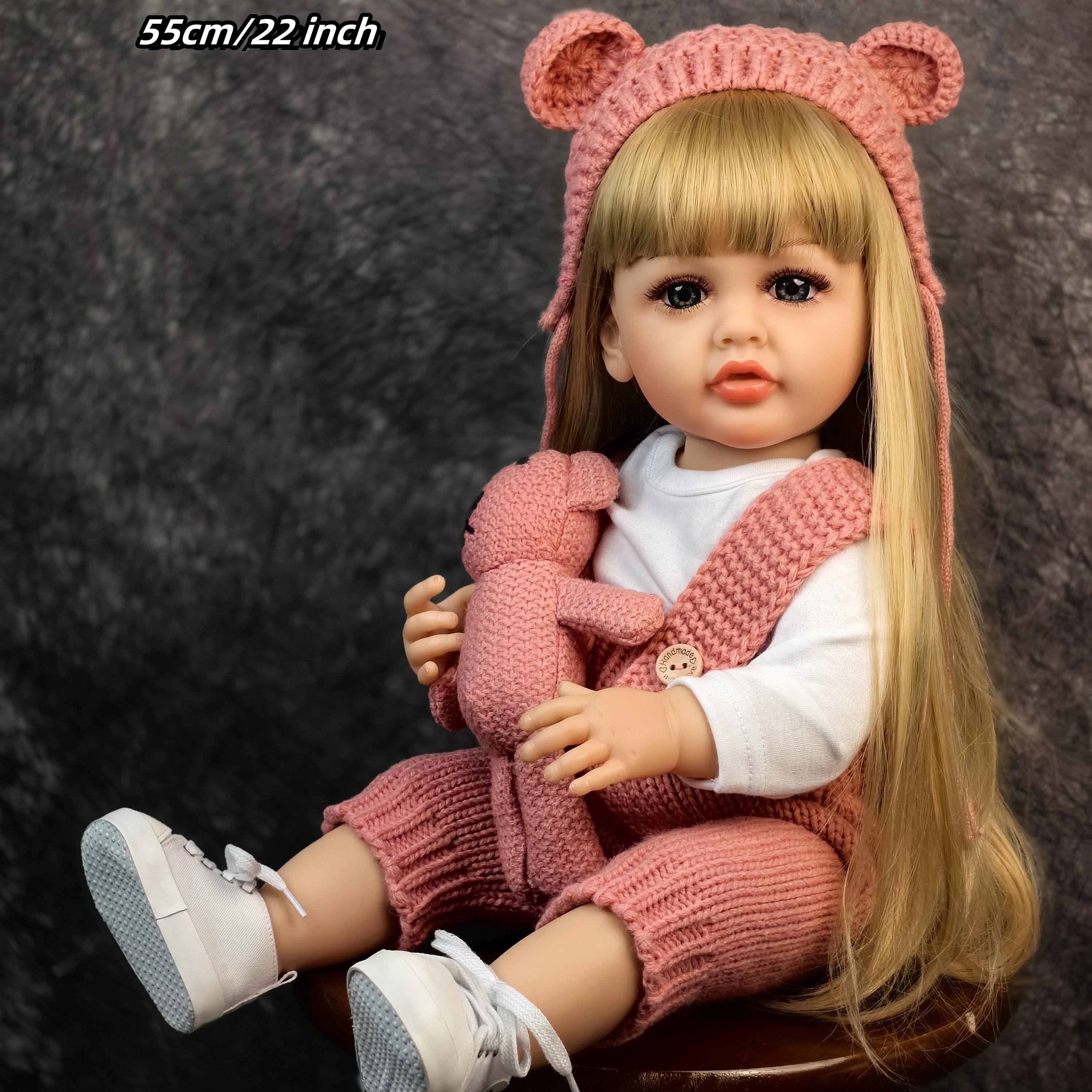 KEIUMI Reborn Baby Dolls - Birthday and Christmas Gift for Kids, 22 Inch Full Body Silicone Realistic Baby Girl with Long Golden Hair & Princess Style, Gift for Girls 3+