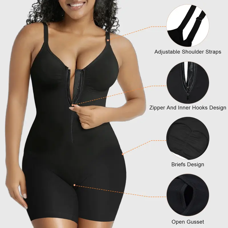 SHAPERX Shapewear for Women Tummy Control Bodysuits Zip-Up Comfort Ultra Stretch Fabric Customizable Fit Breathable Mesh Design Comfortable Fit