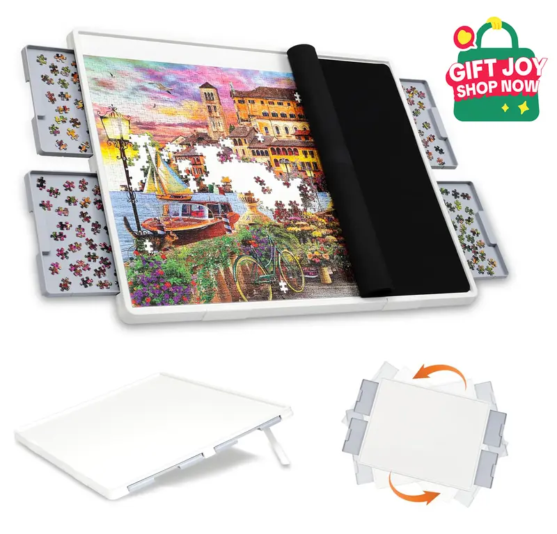 Playboda 1500 Pieces Rotating Plastic Puzzle Board with Drawers and Cover, Portable Jigsaw Puzzle Table for Adults, Lazy Susan Spinning Puzzle Boards (Patent Design) puzzle board Durable