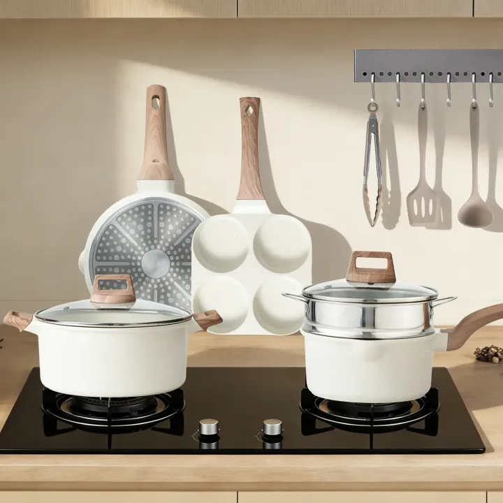 25-Piece Non-Stick Ceramic Granite Cookware Set with Stay-Cool Handles, Induction Compatible Pots and Pans Set for Healthy Cooking