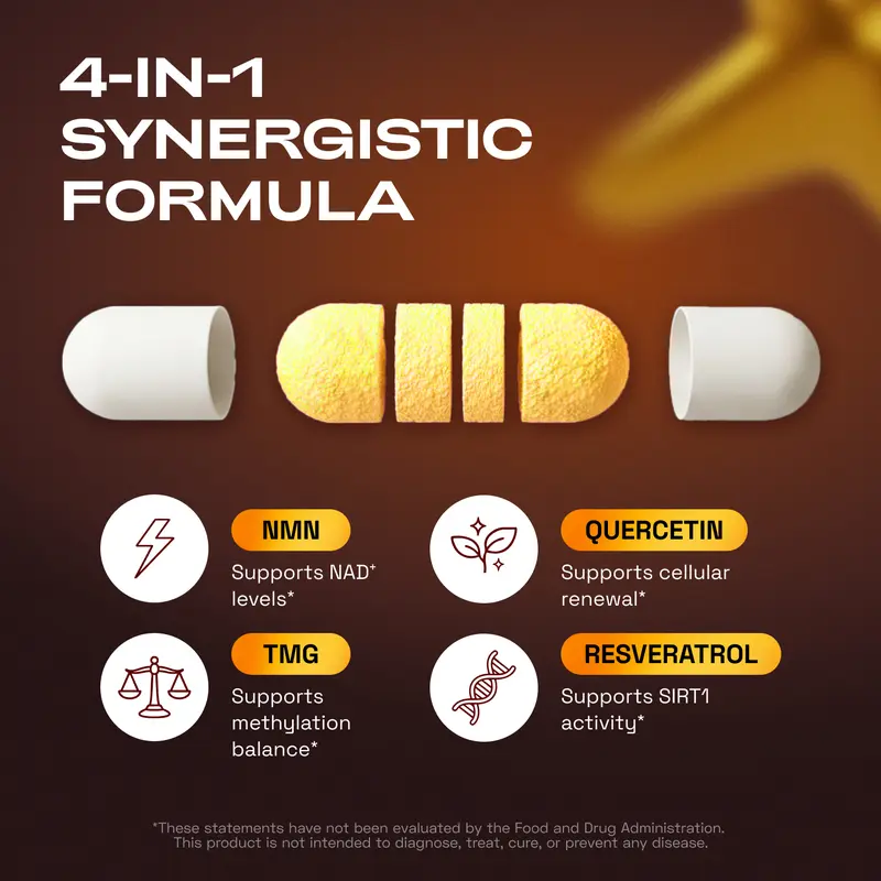 Cata-Kor NMN Supplement – 1000 mg | Quercetin | TMG | Resveratrol Complex – Supports Cellular Energy & NAD+ Levels - Vitamin Dietary Supplement Healthcare