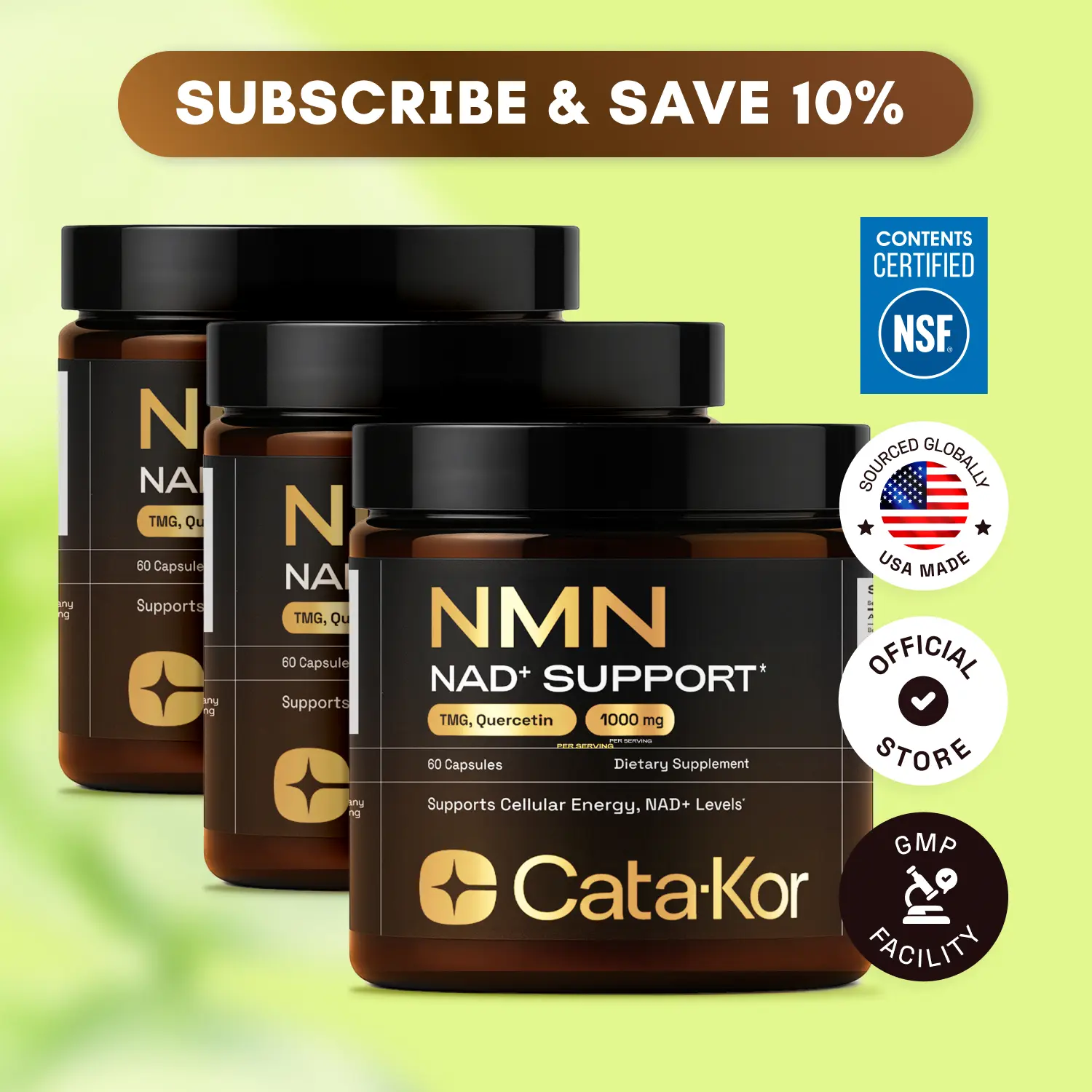 Cata-Kor NMN Supplement – 1000 mg | Quercetin | TMG | Resveratrol Complex – Supports Cellular Energy & NAD+ Levels - Vitamin Dietary Supplement Healthcare