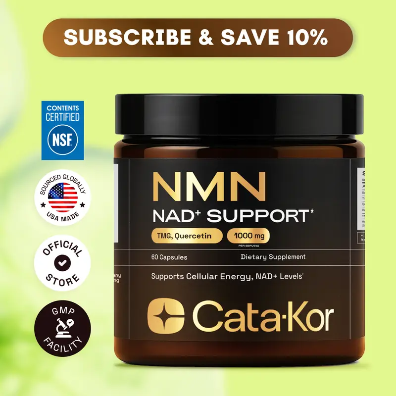 Cata-Kor NMN Supplement – 1000 mg | Quercetin | TMG | Resveratrol Complex – Supports Cellular Energy & NAD+ Levels - Vitamin Dietary Supplement Healthcare