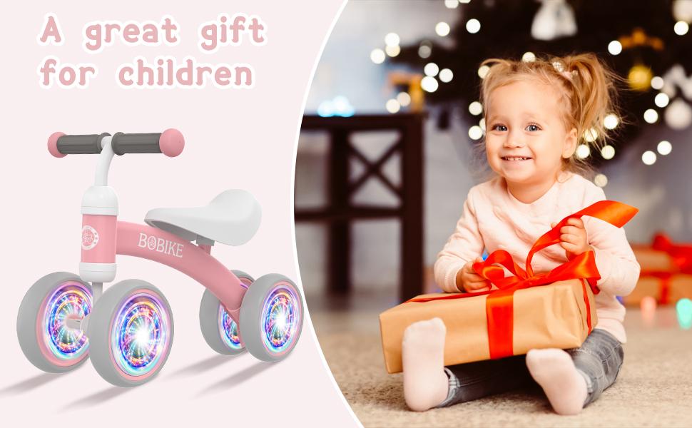 Bobike Baby Balance Bike Toy for kids, Colorful 4-Wheel No Pedal Bicycle for Toddlers, Best First Birthday Gift, Walker Toy for Boys & Girls