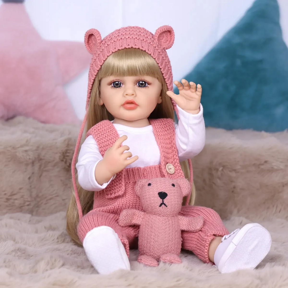 KEIUMI Reborn Baby Dolls - Birthday and Christmas Gift for Kids, 22 Inch Full Body Silicone Realistic Baby Girl with Long Golden Hair & Princess Style