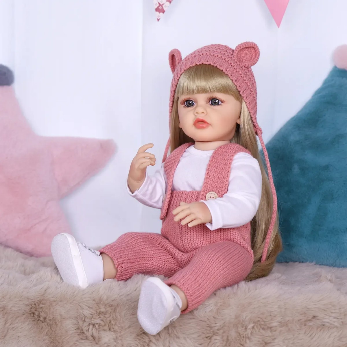 KEIUMI Reborn Baby Dolls - Birthday and Christmas Gift for Kids, 22 Inch Full Body Silicone Realistic Baby Girl with Long Golden Hair & Princess Style