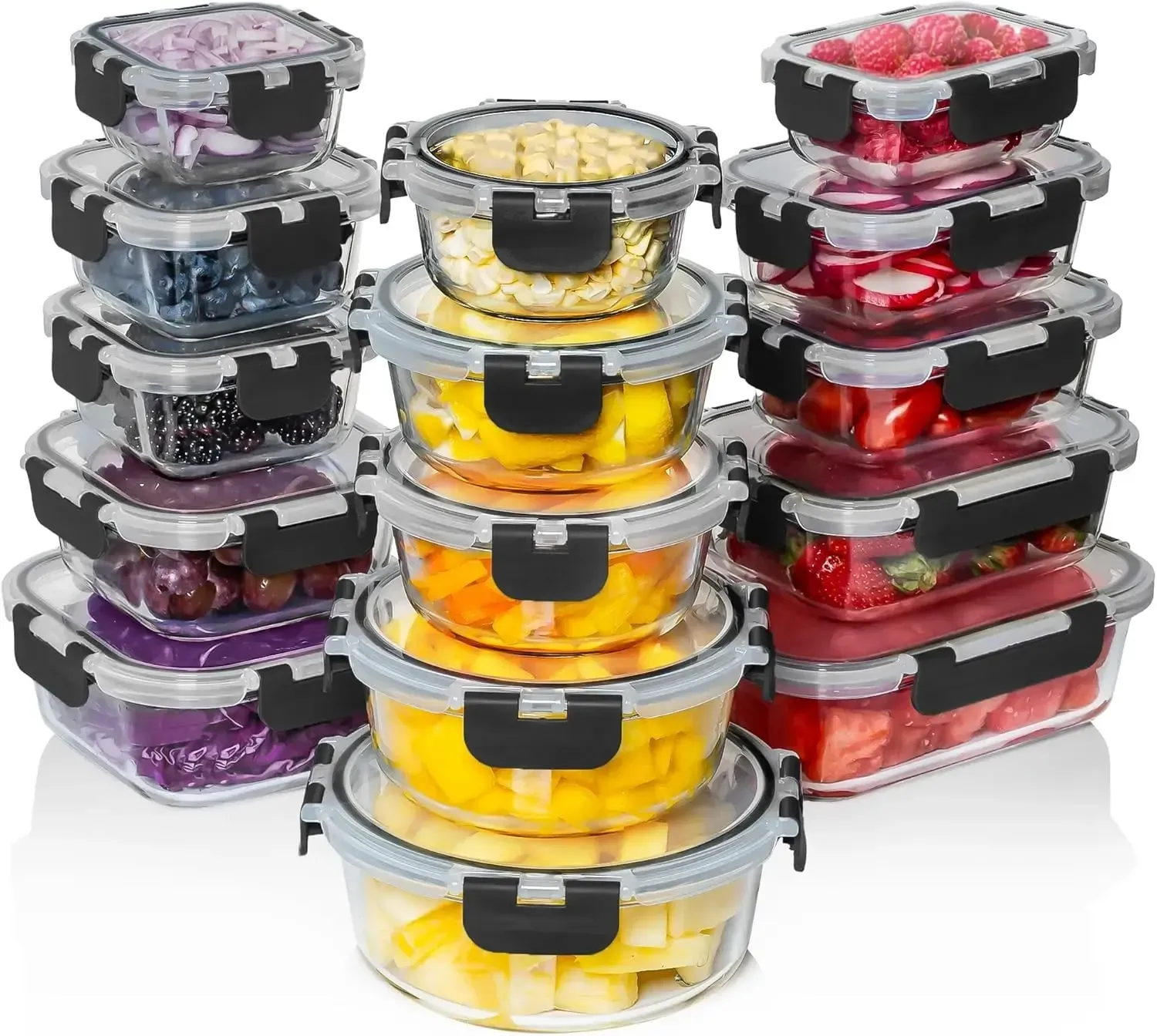 Spring Sale Glass Food Storage Containers Set 10-Pack BPA-Free & Leak-Proof Multicolor Kitchen Utensils for Meal Prep, Microwave, Oven, Freezer, Dishwasher Use Reusable Stackable Portable