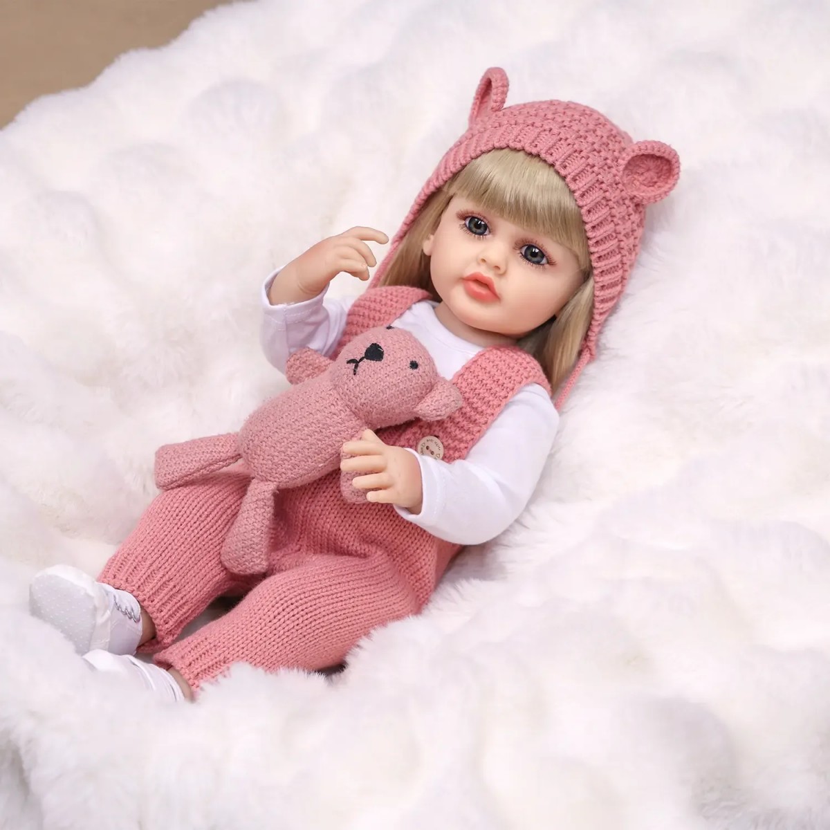 KEIUMI Reborn Baby Dolls - Birthday and Christmas Gift for Kids, 22 Inch Full Body Silicone Realistic Baby Girl with Long Golden Hair & Princess Style