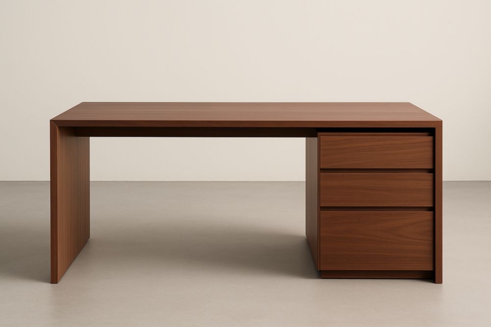 Bureau en bois d'ingénierie brun avec tiroirs 150x70x75 cm