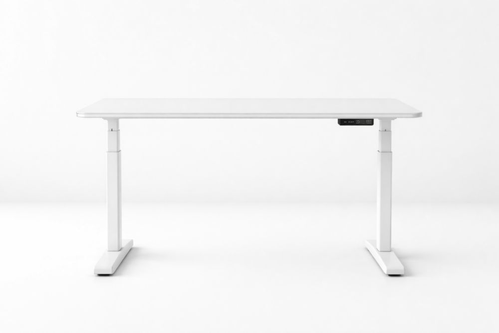 Bureau réglable en hauteur en bois stratifié et acier blanc 120x60 cm(L×l)