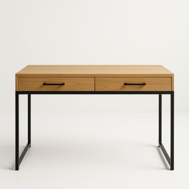Bureau en bois et métal avec tiroirs 120x60x75 cm Chêne/Noir