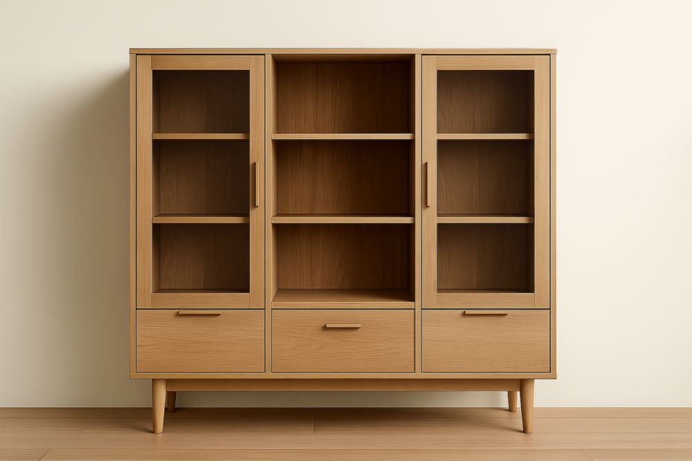 Bibliothèque chêne avec portes vitrées 120x35x180 cm(L×l×H)