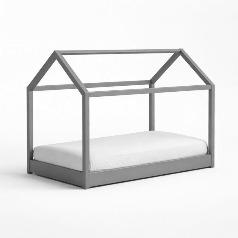 Lit cabane enfant métal gris 200x100x150 cm