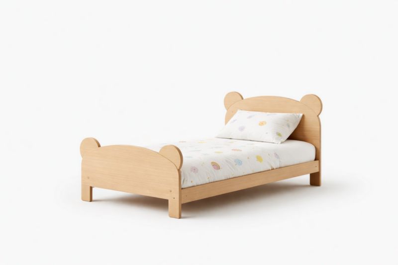 Lit Enfant en Bois de Pin Forme Ours