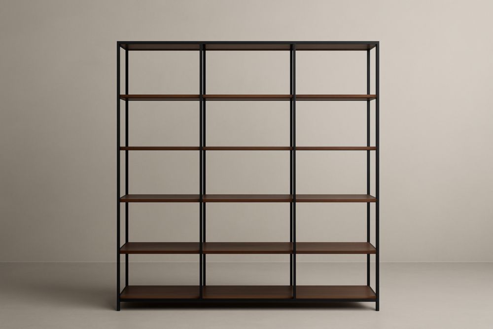 Bibliothèque en acier et bois de chêne marron/noir