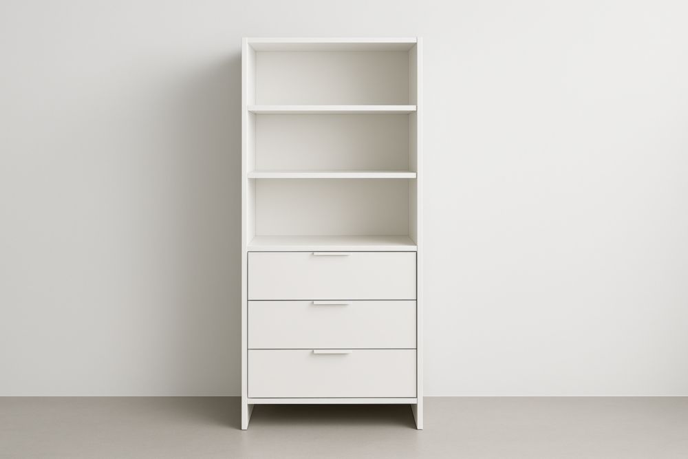 Étagère avec 3 tiroirs en MDF Blanc 180x80x40cm(H×l×P)