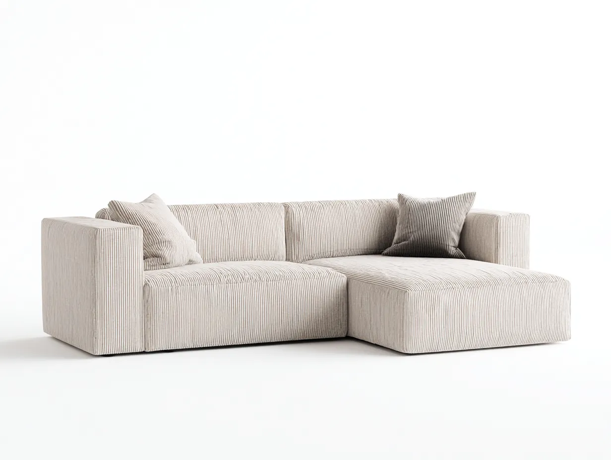 Divano angolare 225x165x82 cm Grigio chiaro Stile contemporaneo-Craftgetyard