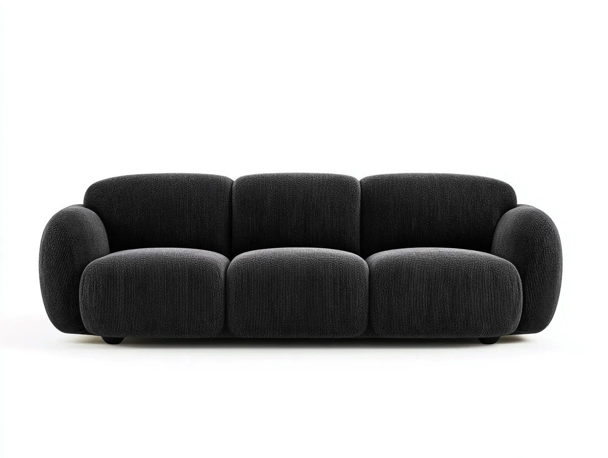 Divano 3 posti 205x100x78 cm Nero Design contemporaneo-Craftgetyard