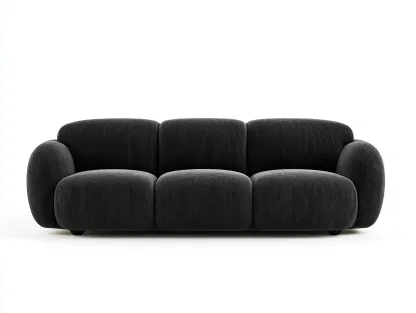 Divano 3 posti 205x100x78 cm Nero Design contemporaneo-Craftgetyard