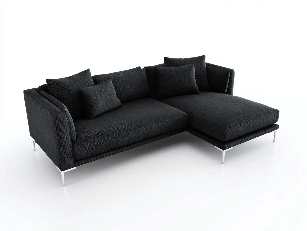 Divano angolare 230x165x85 cm Nero Design moderno-Craftgetyard