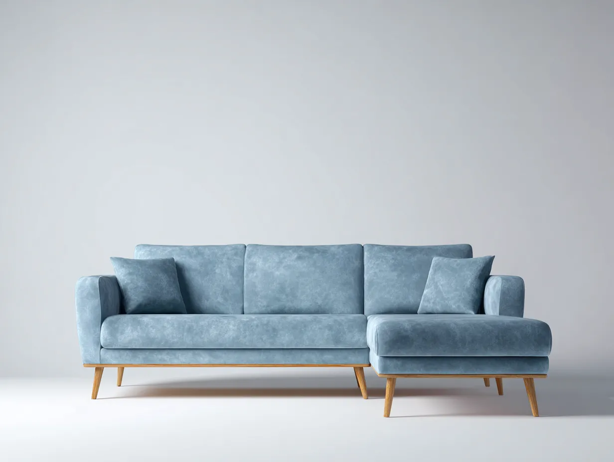 Divano angolare 228x155x85 cm Azzurro Design nordico-Craftgetyard