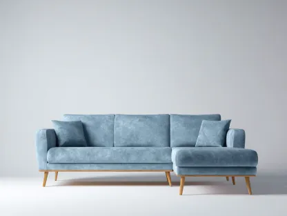 Divano angolare 228x155x85 cm Azzurro Design nordico-Craftgetyard