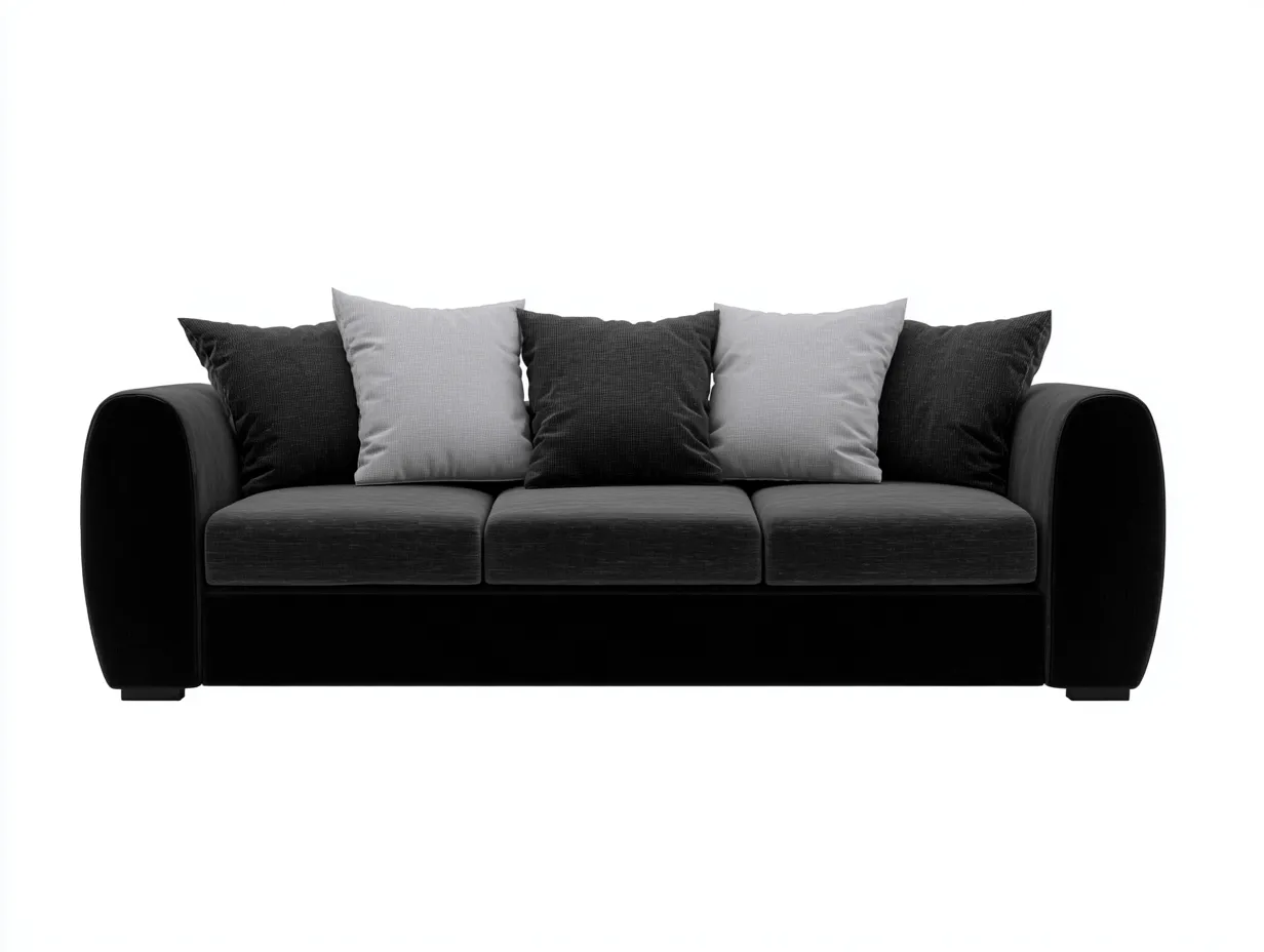 Divano 3 posti 212x88x80 cm Nero Tessuto Stile moderno-Craftmylab