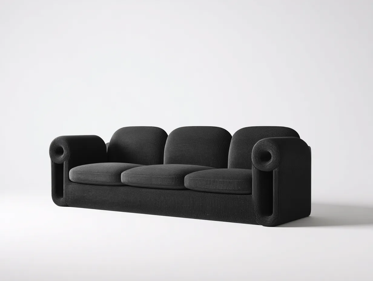 Divano 3 posti 220x95x83 cm Nero Tessuto Design contemporaneo-Craftmylab