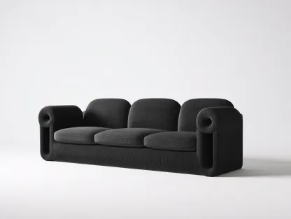 Divano 3 posti 220x95x83 cm Nero Tessuto Design contemporaneo-Craftmylab