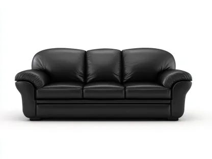 Divano 3 posti 215x92x82 cm Nero Pelle Stile classico-Craftmylab